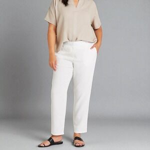 Eileen Fisher Tapered Organic Cotton Hemp White Pants Size20 Minimalist Summer